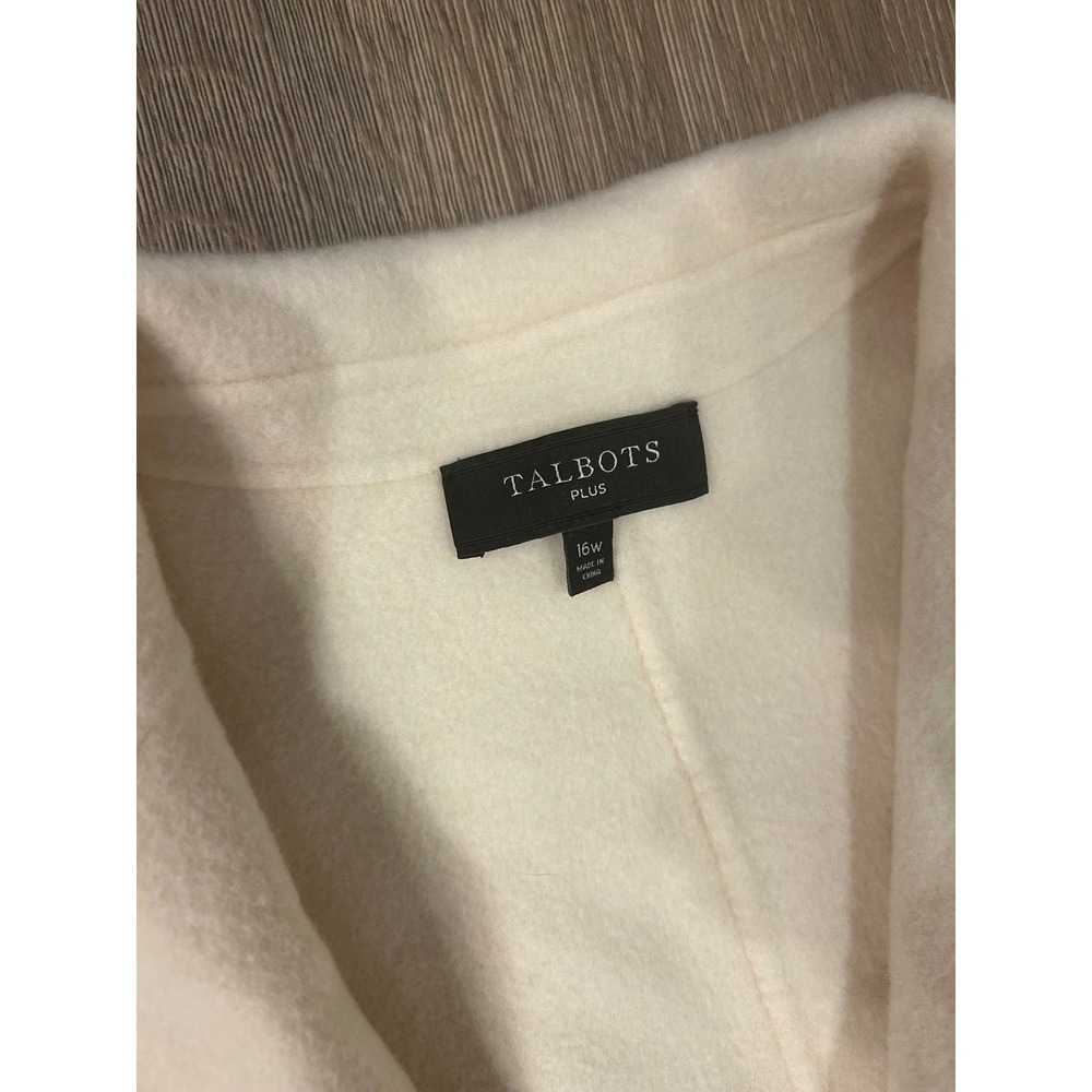 Talbots Plus Ivory Boiled Wool Blend Single Button Blazer Jacket Womens 16W - Picture 6 of 9